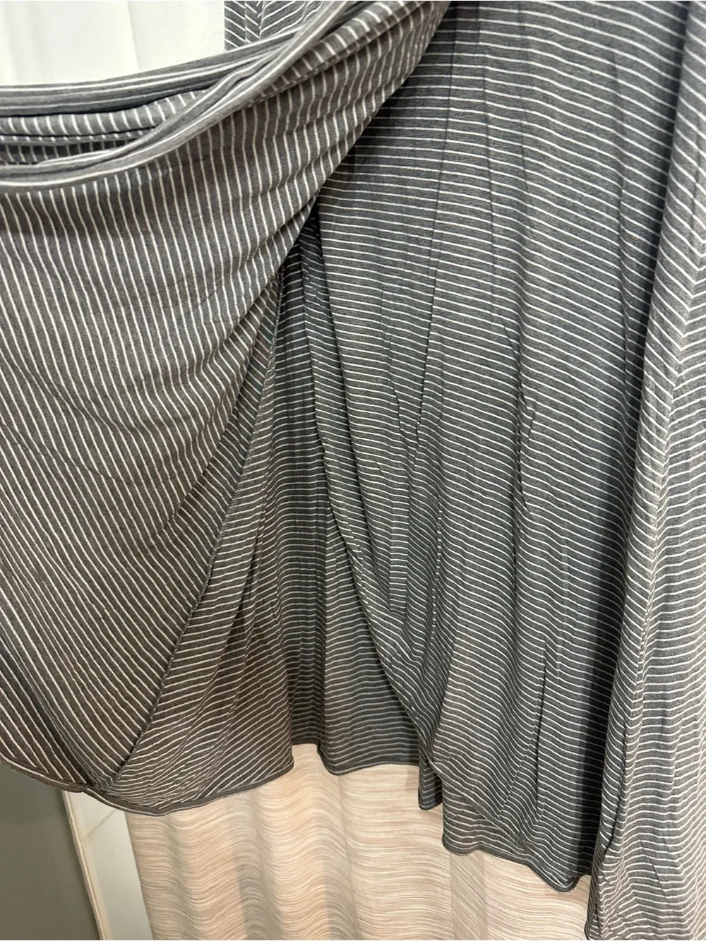 GAP Gray Striped Wrap Midi Skirt with Tie Size L
